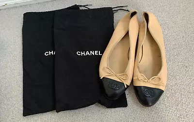 Chanel Nude Leather Ballet Flats. 39 UK 6 • £100