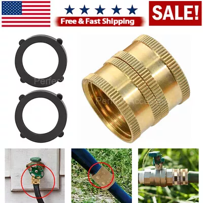 Solid Brass Garden Hose Adapter Female To Female 3/4 Inch Water Hose Connecter • $7.79