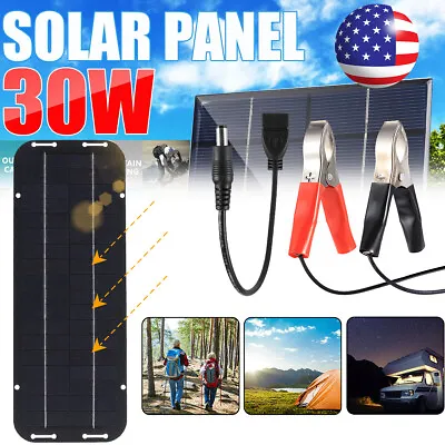 30W Solar Panel 12V Trickle Charger Battery Charger Kit Maintainer Boat Car RV • $12.85