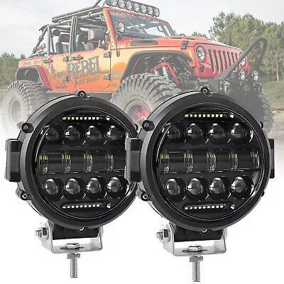 2x Round 6  LED Work Light Bar Spot Offroad SUV ATV DRL Driving Bumper Fog Pods • $62.69