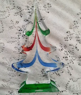 Vintage Murano Art Glass Christmas Tree 8.5 Flat Thin Style • $95