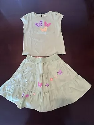 Gymboree Butterfly Blossoms Green Tee &  Tiered Skirt Outfit 4t  Htf • $29.99