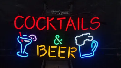 US STOCK 17  Cocktails Beer Martini Smug Neon Sign Light Lamp Artwork Decor • $124.98