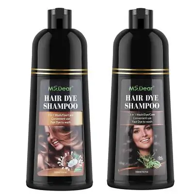 500ml Natural Herbal Instant Black Hair Dye Shampoo For White Hair Coloring UK • £18.95