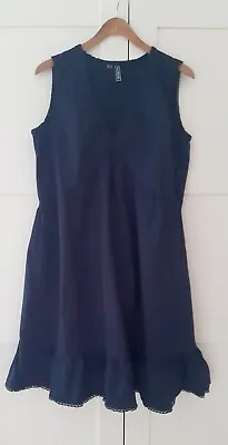 Rainbow Ladies Navy V Neck Layered Knee Length Dress Size 18 BRAND NEW • £13.29