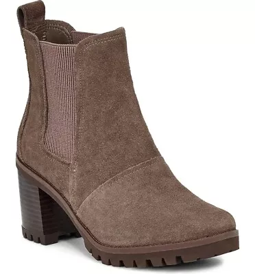 New! Ugg Hazel Waterproof Block Heel Bootie Brown Mole Suede Size 9 1103766 • $109