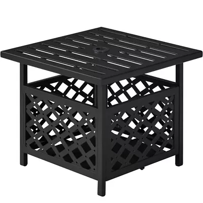 Outdoor Patio Side Table Metal Patio Umbrella Table Stand With Umbrella Hole • $67.99