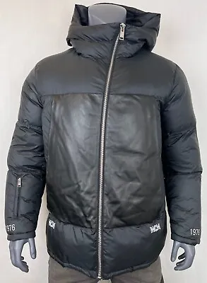 $2090 MCM Men's Black Puffer Zip Up Jacket W/Leather Panels 48/US 38 MHJ9AMV26BK • $408