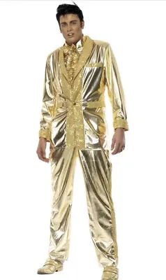 Elvis Rock N Roll Gold Mens Fancy Dress Party Costume Adult Licensed Smiffys • £57.85
