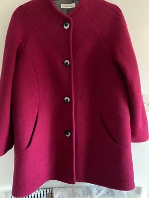 DAVID NIEPER Ladies Cerise Pure Wool Textured Coat Size UK 16 • £14