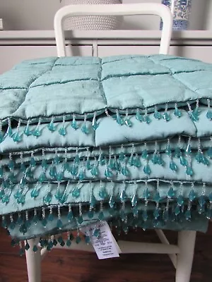 Laura Ashley Mia Beaded Teal Double Bedspread • £75