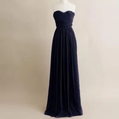 J.Crew Navy Blue Silk Chiffon Arabelle Gown Feminine Bridesmaid/Mob Dress • $44