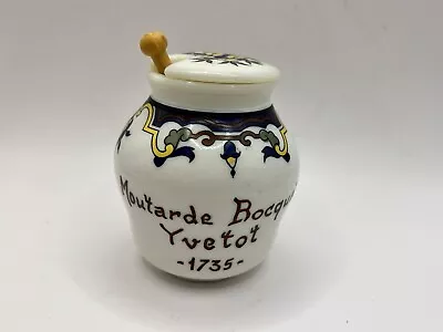 Moutarde Bocquet Yvetot 1735 Mustard Pot With Lid & Spoon -Jar France • $12