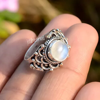 Rainbow Moonstone Gemstone Ring 925 Sterling Silver Valentine Gift Men's Jewelry • $16.27