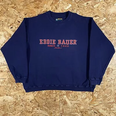 Vintage Y2K Eddie Bauer Ebtek Embroidered Navy Sweatshirt Size XL • $28