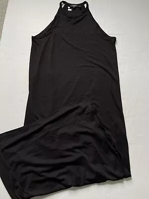Theory Maxi Dress Womens L Black Sonaki Atmos Light Halter Knit Side Slit NWOT • $69.99