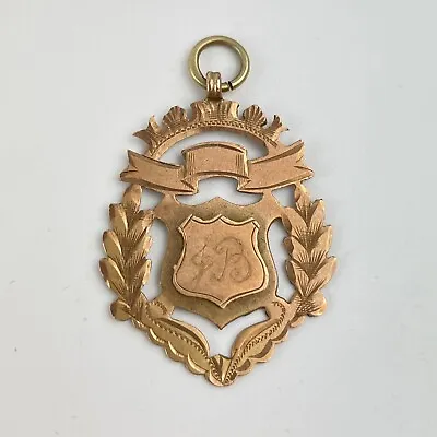 Antique 9ct Rose Gold Watch Fob Cycling Medal Phoenix Wheelers CC 1909 33mm 3.5g • £149