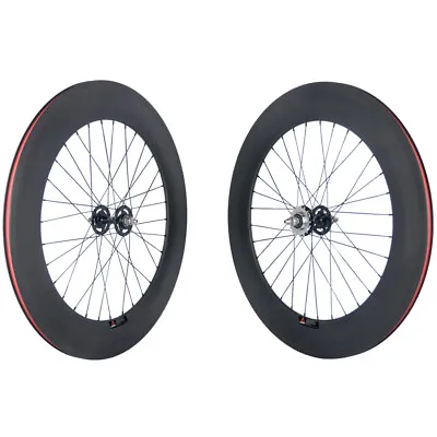 Fixed Gear 700C Track Bike Carbon Wheels 88mm Carbon Wheelset Clincher 17 Teeth • $380