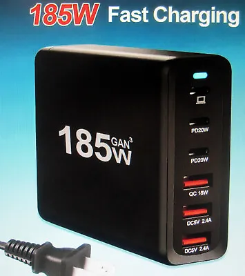 185 W Gan Pro 6 Ports Desktop Fast Charger Portable USB C New • $45.95