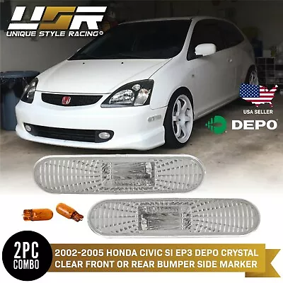 DEPO Clear Bumper Side Marker Lights For 2002-2005 Honda Civic Si EP3 / EP 3DR • $24.95