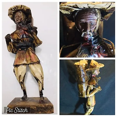 Mexican Folk Art Paper Mâché  Farmer Statue Figurine 11”T Hand Made & Painted • $19.36