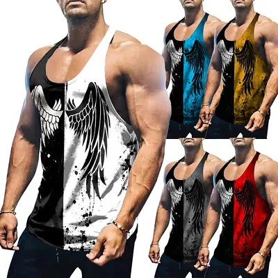 £4.79 • Buy Men Workout Tank Tops Gym Sport Vest Fitness Bodybuilding Vest Muscle T Shirt*UK
