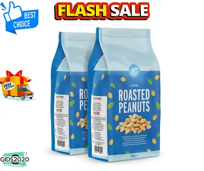 Happy Belly Roasted And Salted Peanuts 500g (Pack Of 2) - Premium Quality Nuts • £5.85