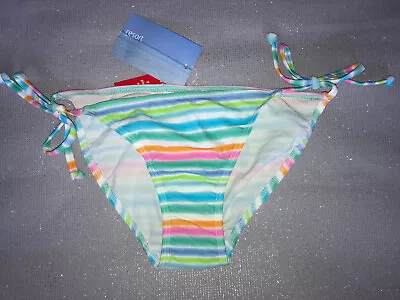 Rainbow Striped Bikini Briefs Size Uk 10 Tie Sides • £3.99