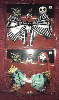 $29.99 • Buy Disney Nightmare Before Christmas Jack And Sally Hair Bows -NEW