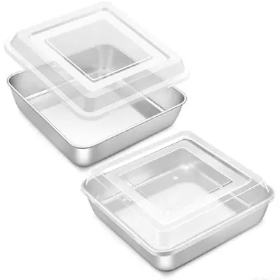 9x9 Inch Baking Pan With Lid Square Cake Pan Stainless Steel Lasagna Brownie ... • $31.19