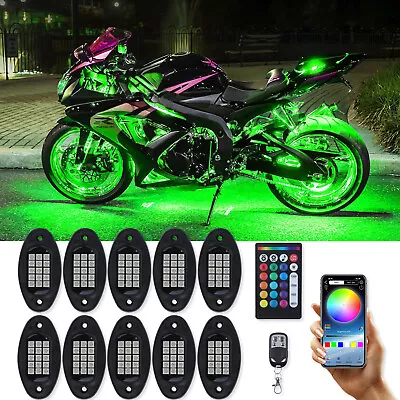 10 Pods Motorcycle RGB LED Rock Light Neon Underbody Glow Lights For Suzuki • $59.26