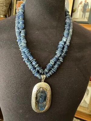 Dramatic Labradorite Necklaces With Huge Sterling Quan Yin Pendant • $225