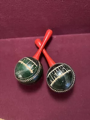 Hand Carved Maracas Aruba Red Handle Vintage! • $9.95