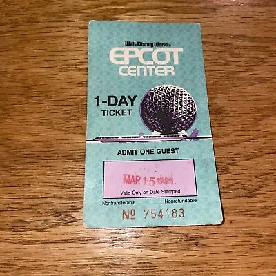 Walt Disney EPCOT Ticket Stub From 1986 1980s Vintage • $22.99