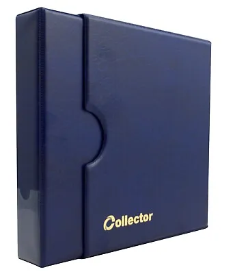 COLLECTOR Coin Album In Case For 200 Coins Book Folder Box Sheath Cover BLUE • £21.49