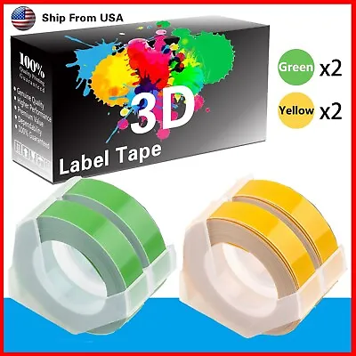 (2Green+2Yellow) Label Tape 3D Work For Dymo Maxi 1755 Makers • $10.99