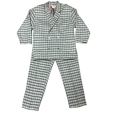 Vtg Esprit Plaid Pantsuit Sz 10 Gray Double Breasted Shoulder Pads Lined Womens • $99.64