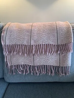 Restoration Hardware RH Throw Blanket Rayon Wool Cotton Fringe • $29.99