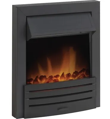Electric Fire Black Steel Coal Flame Effect Led Remote Control Inset Bnib • £181.99