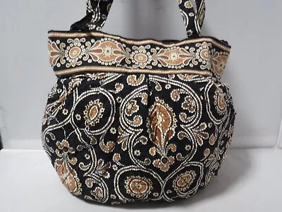 Vera Bradley Paisley Morgan RETIRED Cafe Latte Handbag Purse Shoulder Tote Black • $19.99