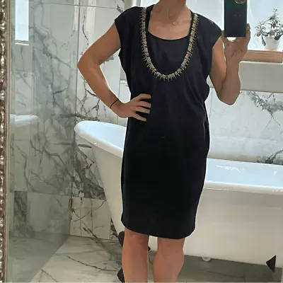 Megan Park | 0 Gray Dress With Embellished Neckline. Summer Cover Up Resort Wear • $48