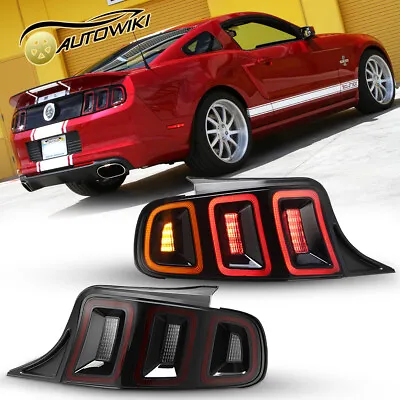 Sequential LED Tail Lights For 2010-2014 Ford Mustang Rear Brake Lamps Black Red • $264.49