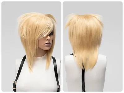 Wigs Human Hair Blonde Emo Styled Full Density With Bangs Unisex Scene Edgy • $224.12