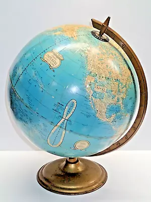 Vintage Crams Imperial 12  World Globe USSR Gold Color Metal Base • $29.99