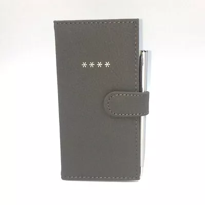 Internet Password Book Pocked Slim Size 16 X 8.5cm Leather Grey With Pen • £7.43