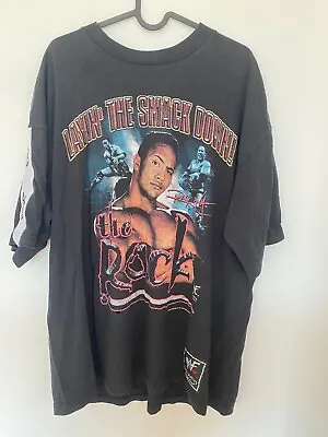 £59.99 • Buy Vintage 1999 Wwf Wwe The Rock Layin' The Smackdown Wrestling T-shirt Black Xl