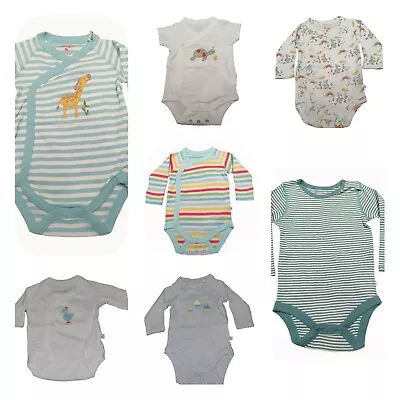 Ex Frugi Organic Cotton Bodysuits Vests Rompers Kimono Unisex Baby 0-4 Years NEW • £8.99