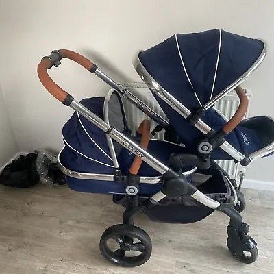 ICandy Peach Royal Blue Double Twin Pram Pushchair • £369