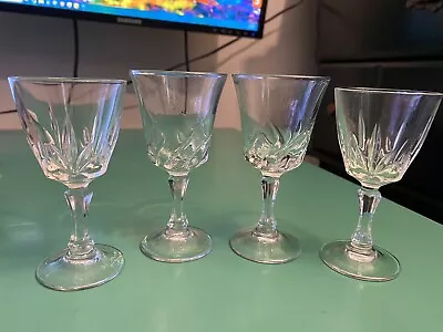$17.99 • Buy 4 Vintage Mini Sherry Cordial Wine Glasses 2 Sets Mismatched