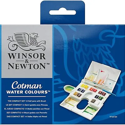 £19.99 • Buy Winsor And Newton Cotman Watercolour Compact Set Palette Box 14 Half Pans 